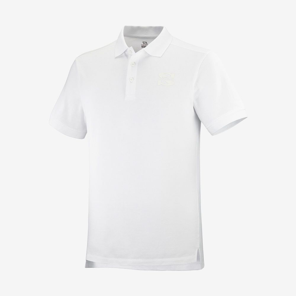 Salomon Israel OUTLIFE SS POLO M - Mens T shirts - White (EYZH-84076)